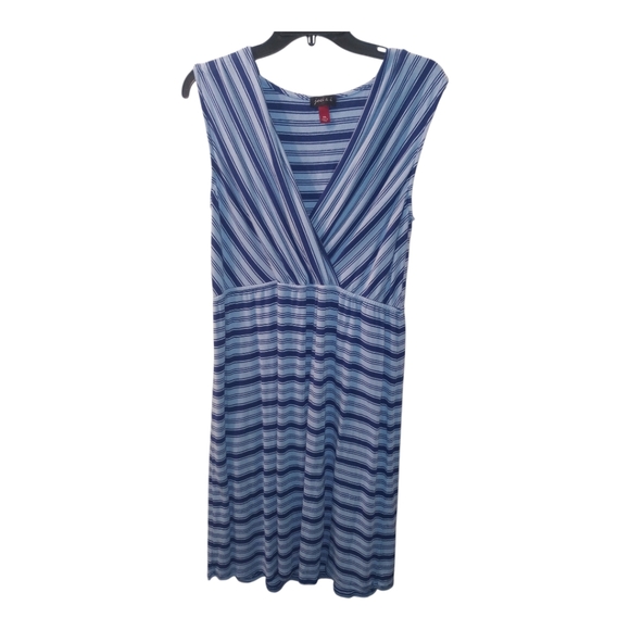Women's Blue Striped Midi Dress Size XL Joei & I - Picture 1 of 3
